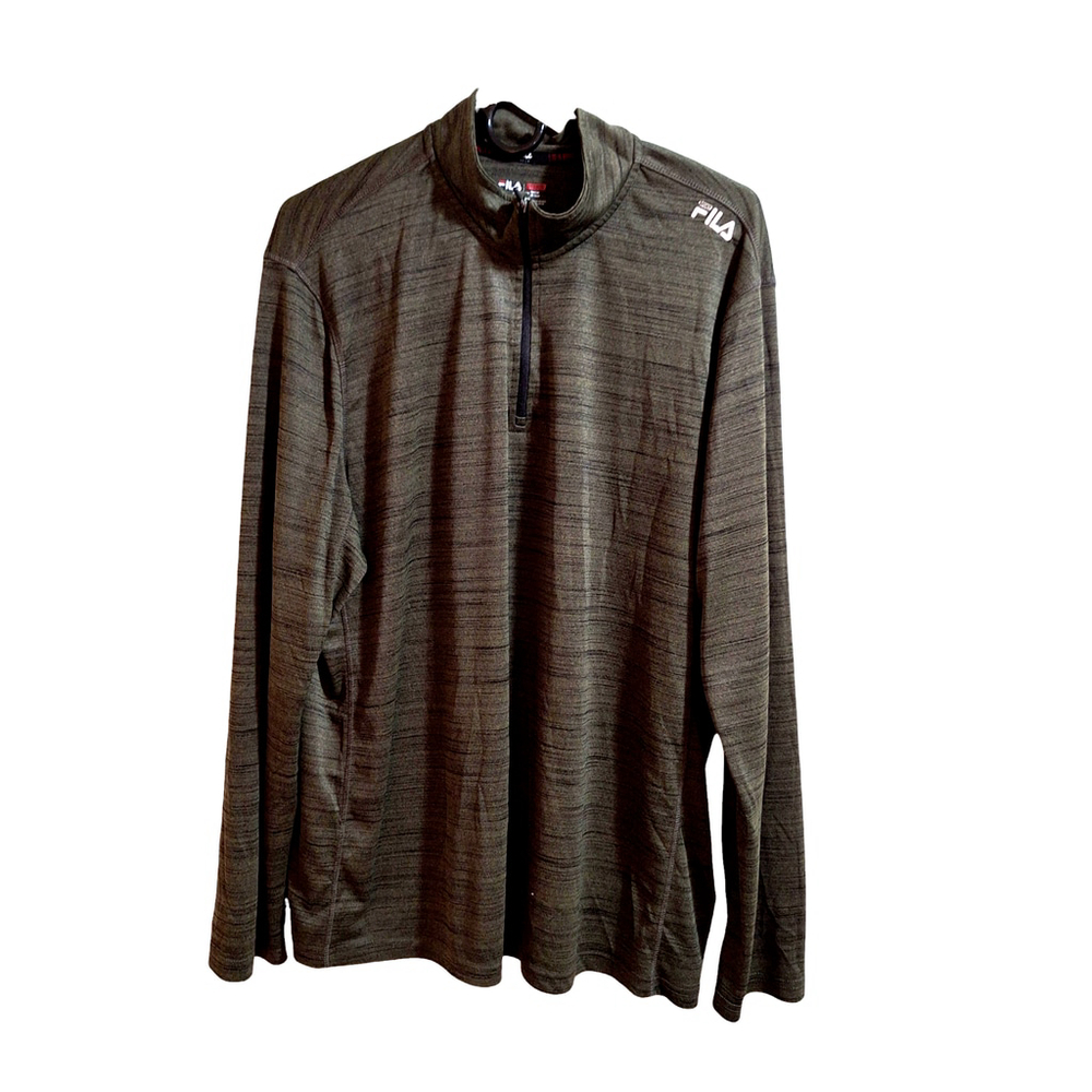 FILA Shirt Mens 2XL Gray Activewear 3/4 Zip Long Sleeve